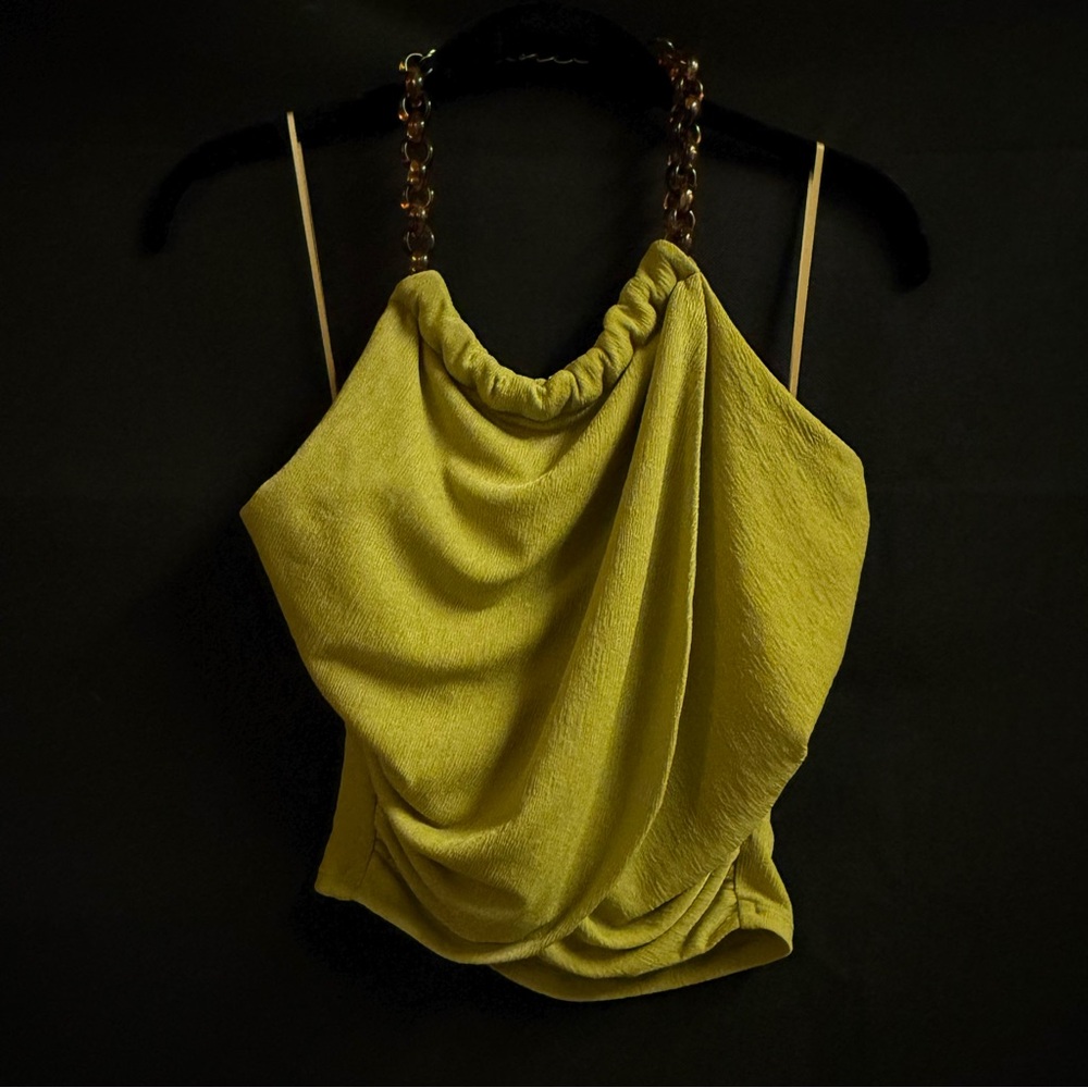 Chic Olive Green Draped Top